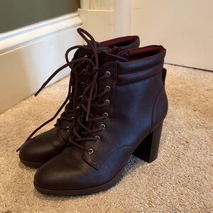 Women's Maroon Leather Ankle Boots